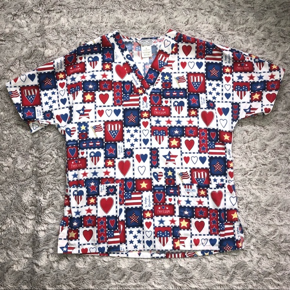 Cherokee Tops - Cherokee Scrub Top - Small - Holiday Edition